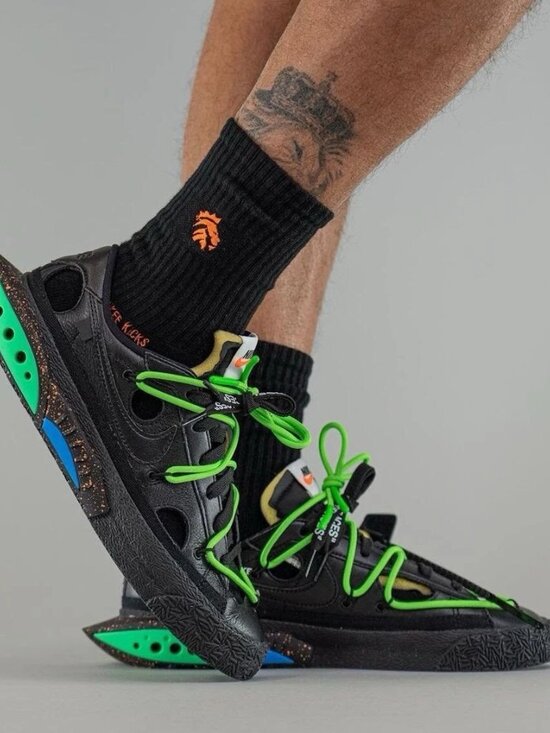 Nike Off-White x Blazer Low \'77 \'Black\' SIZE US 14 M New “Black / Electro Green”